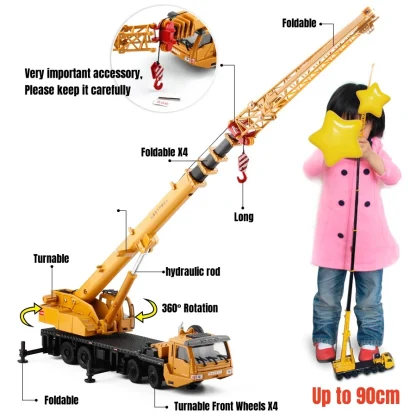 1/55 Wheeled Truck Ladder Crane Car Toy For Children 1:50 Diecast Miniature Vehicle Engineering Model Collection Gift For Boys - Image 2