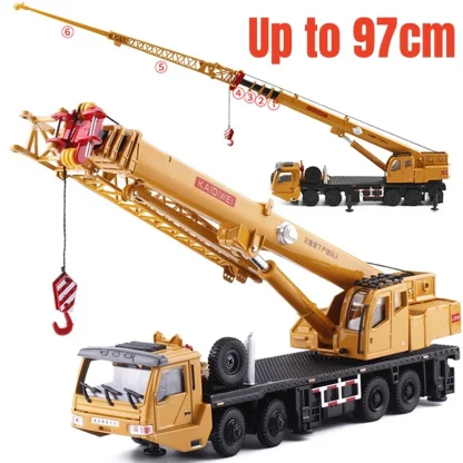 1/55 Wheeled Truck Ladder Crane Car Toy For Children 1:50 Diecast Miniature Vehicle Engineering Model Collection Gift For Boys