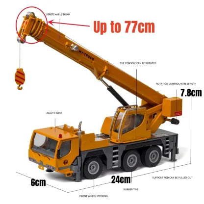 1/55 Wheeled Truck Ladder Crane Car Toy For Children 1:50 Diecast Miniature Vehicle Engineering Model Collection Gift For Boys - Image 6