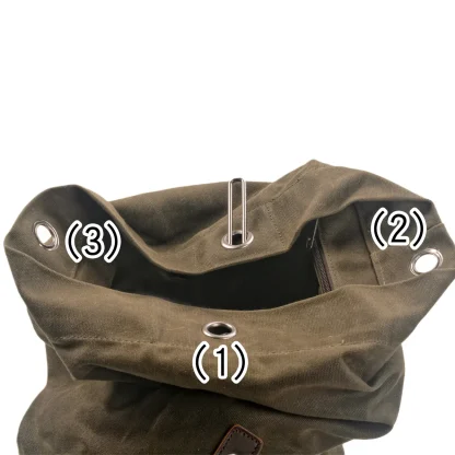 Waterproof waxed Canvas Backpack large capacity bucket bag cylinder bag mountaineering backpack military bag - Image 5