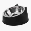 1pc Cat Dog Rice Bowl Stainless Steel+PP Cat and Dog Recognizable Colors Protect Pet Neck Spine Slanted Mouth Pet Supplies