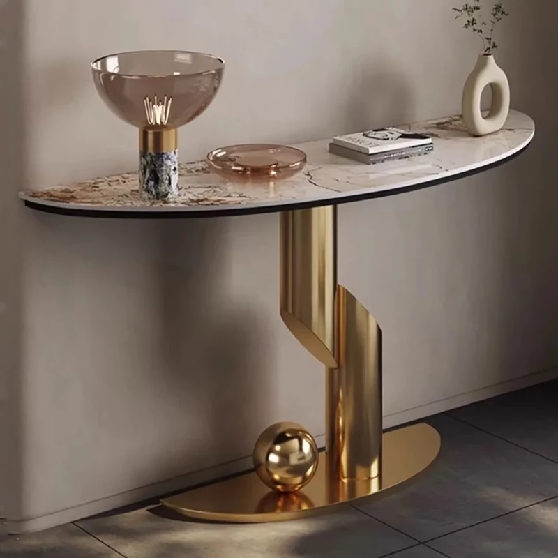 Modern Luxury Corner Table Hallway Metal Salon Unique Console Table Mid Century Entryway Mesa Para Sala Living Room Furniture - Image 3