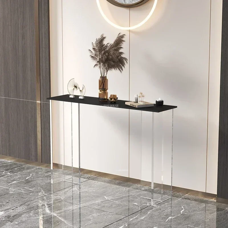 Light Luxury Living Room Furniture Modern Acrylic Console Tables Home Entrance Console Corridor Decoration Rock Slab Porch Table - Image 4