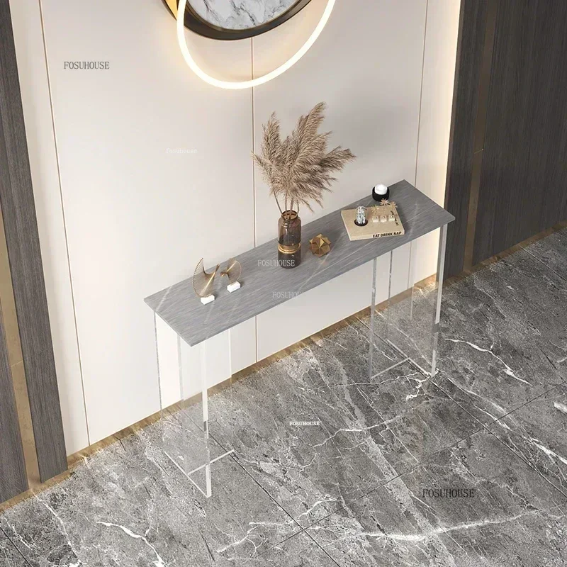 Light Luxury Living Room Furniture Modern Acrylic Console Tables Home Entrance Console Corridor Decoration Rock Slab Porch Table - Image 2