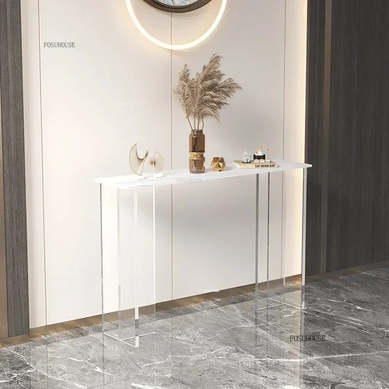 Light Luxury Living Room Furniture Modern Acrylic Console Tables Home Entrance Console Corridor Decoration Rock Slab Porch Table - Image 3
