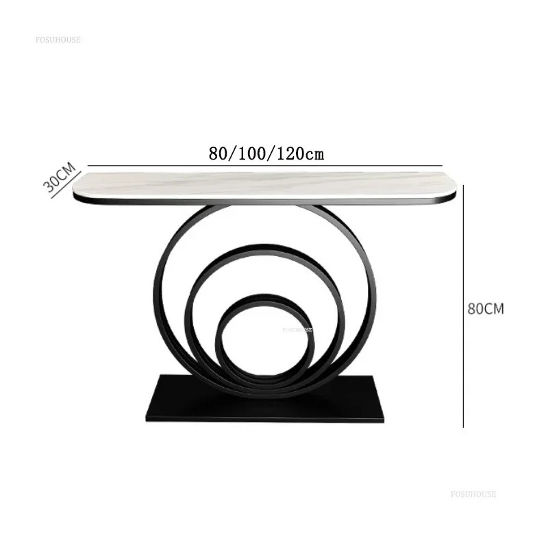 Light Luxury Slate Console Tables for Living Room Modern Hallway Porch Table Entrance Hall Furniture Semicircular End View Table - Image 6