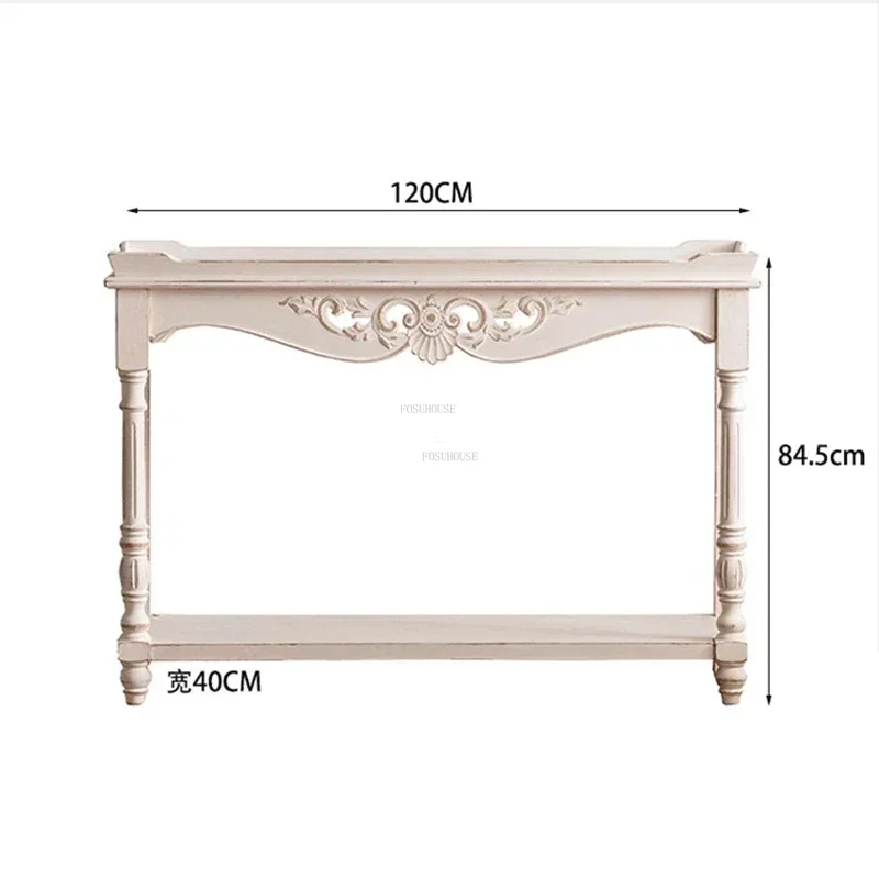 European Solid Wood Entrance Console Shelf Retro Carved Console Tables Living Room Furniture Home Decoration CabinetN - Image 2
