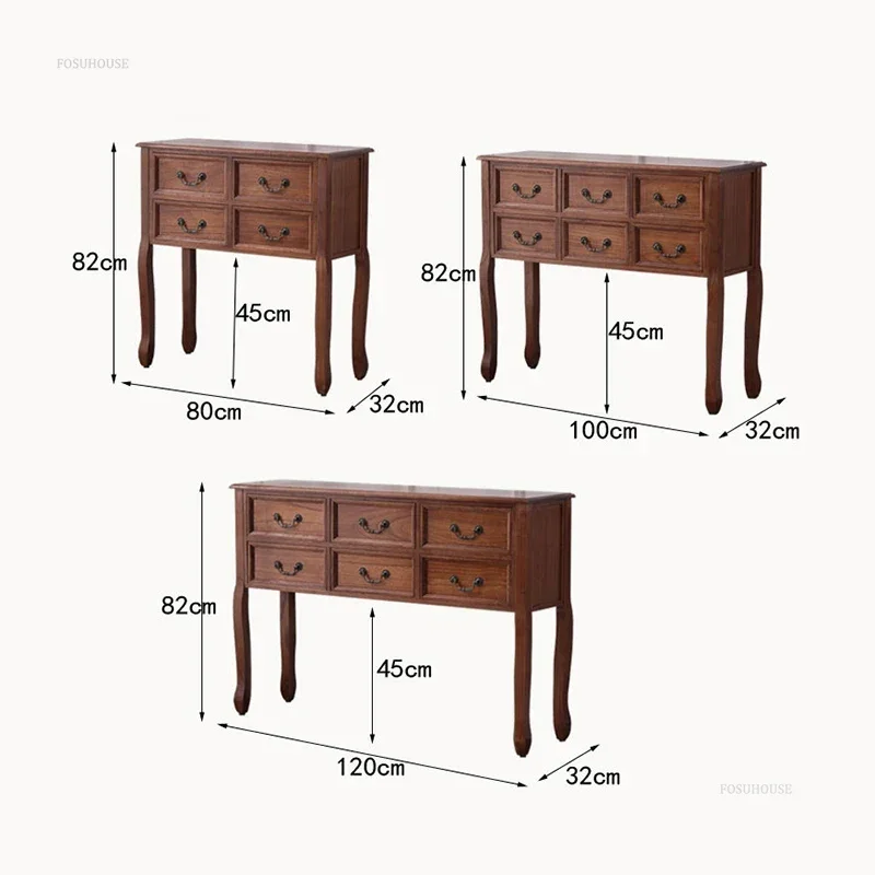 American Solid Wood Console Table Retro Living Room Furniture Entrance Console Cabinet Household Aisle Decoration Hallway Table - Image 6