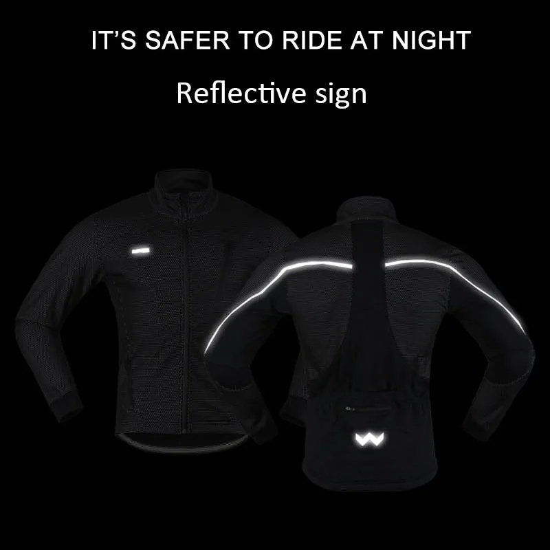 ARSUXEO Fleece Cycling Jacket Man Winter Thermal Mountain Bike Jacket Waterproof Bicycle Coat Windproof Reflective MTB Jacket - Image 5