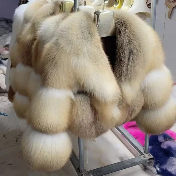 Real Golden lsland Fox Fur Coat With Lapel Natural Golden lsland Fox Fur Coat Real Fur Coat Best Selling Furry Jacket Women