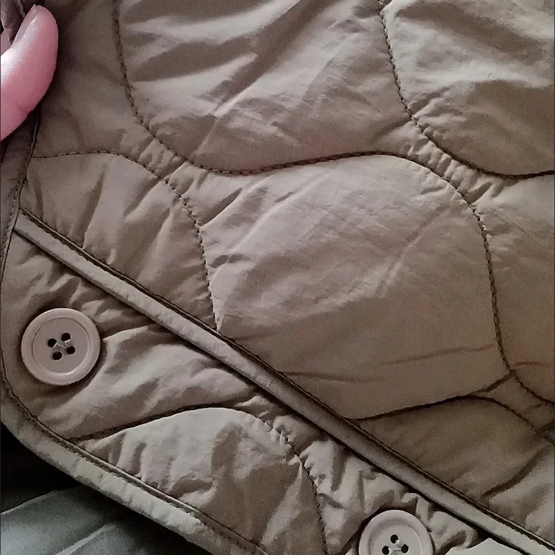 Winter Parkas Women O-neck Loose Thin Vintage Daily All-match Solid Diamond Check Autumn Coats Female Chic Korean Style Ins New - Image 5