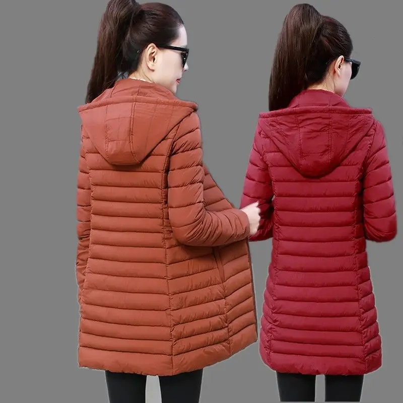 Women Winter Down Cotton Jacket Parka Slim Hooded Quilted Coat Warm Madam Fashion Thicken Outerwear Solid Color Loose Clothing - Image 3