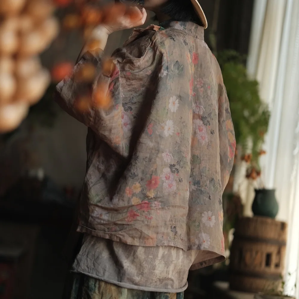 Women Plus Size Japanese Style Cardigans Jackets Robe Femme Casual Linen Coats New Arrival 2025 Spring Batwing Sleeve Outwear - Image 4