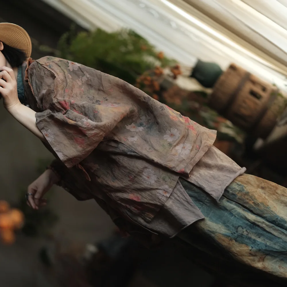 Women Plus Size Japanese Style Cardigans Jackets Robe Femme Casual Linen Coats New Arrival 2025 Spring Batwing Sleeve Outwear - Image 5