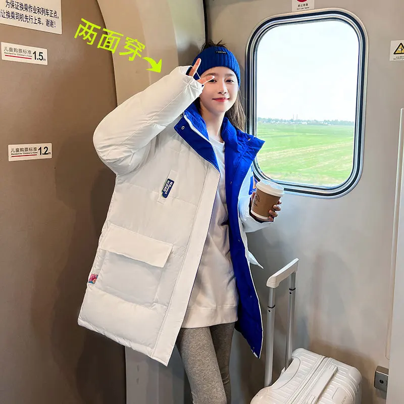 Two-sided Wear Cotton-padded Jacket Korean Winter Coat Women Thickened Parka Hooded Down Cotton Coat Windproof Puffer Jacket New - Image 4