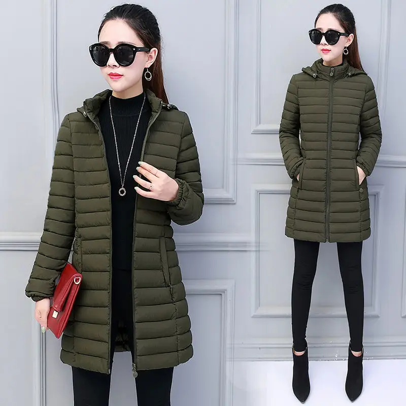 Women Winter Down Cotton Jacket Parka Slim Hooded Quilted Coat Warm Madam Fashion Thicken Outerwear Solid Color Loose Clothing - Image 2
