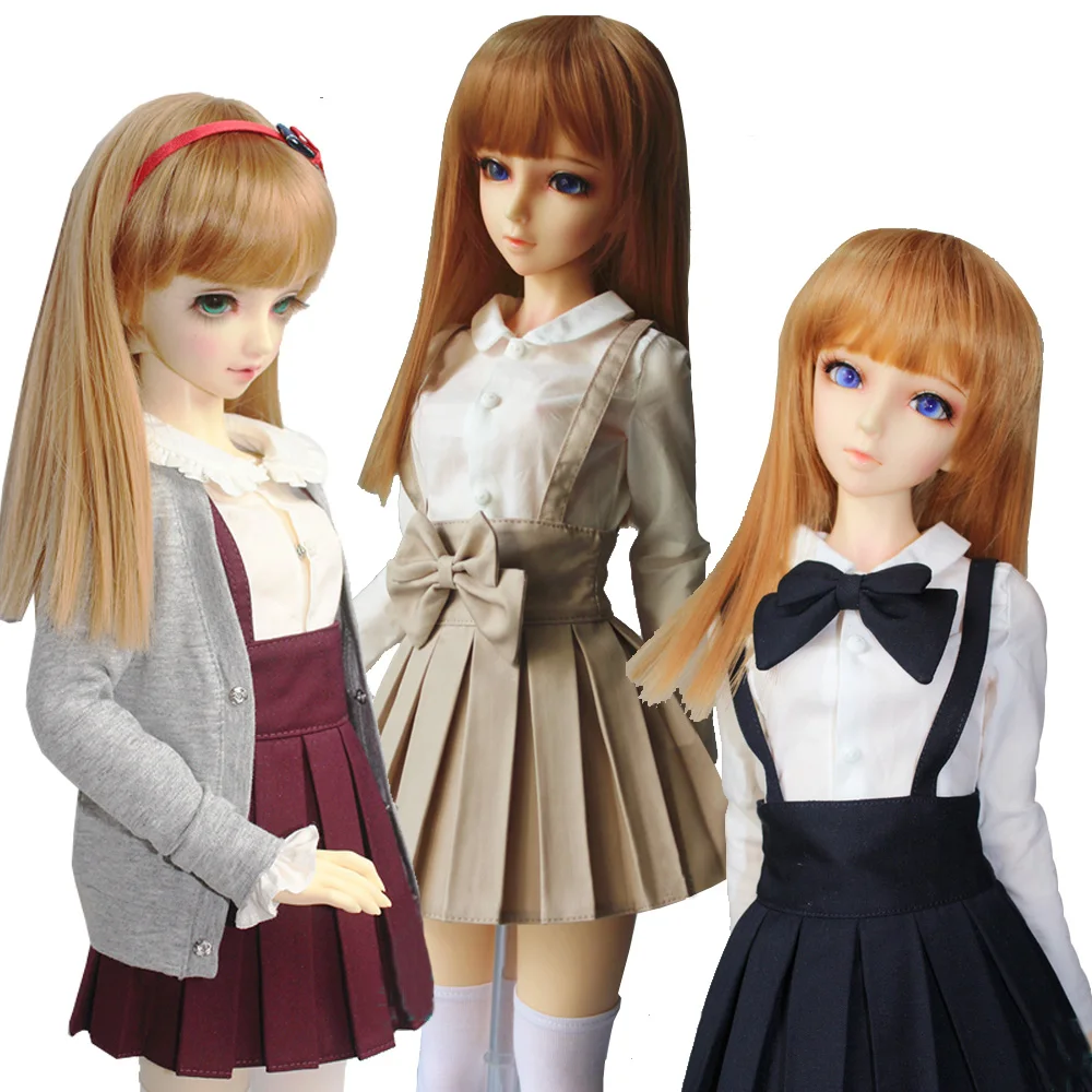 BJD accessories doll clothes girl dress fits 60cm 1/3 BJD SD010 13 doll fashion sling pleated skirt student wear