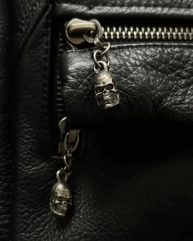 Affliction Jackets Harajuku New Skull Embroidery Fashion Pu Leather Jacket Men Women Long Sleeve Zipper Jacket Coat Streetwear - Image 5