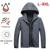Men's Waterproof Hiking Jacket Autumn Men Large Size Windproof Windbreaker Outdoor Camping Hunting Running Fishing Sports Coats