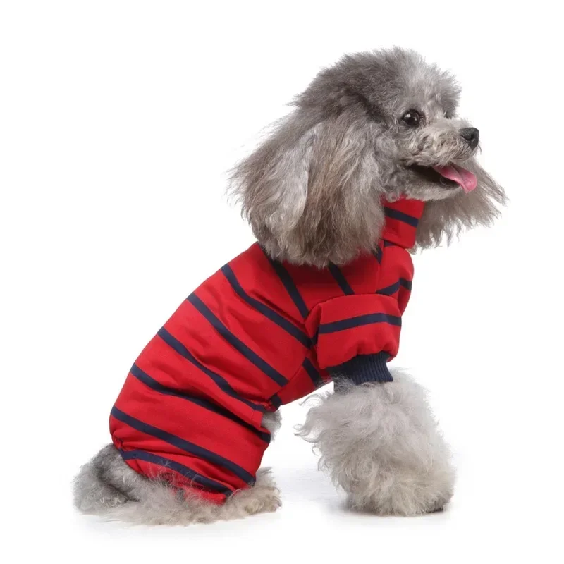 Dog Stripped Pajamas Suit Pet Clothes for Small Dogs Cat Pyjama Dog Puppy Jump Medium Dogs Sleepingwear Warm Clothing Coat - Image 3