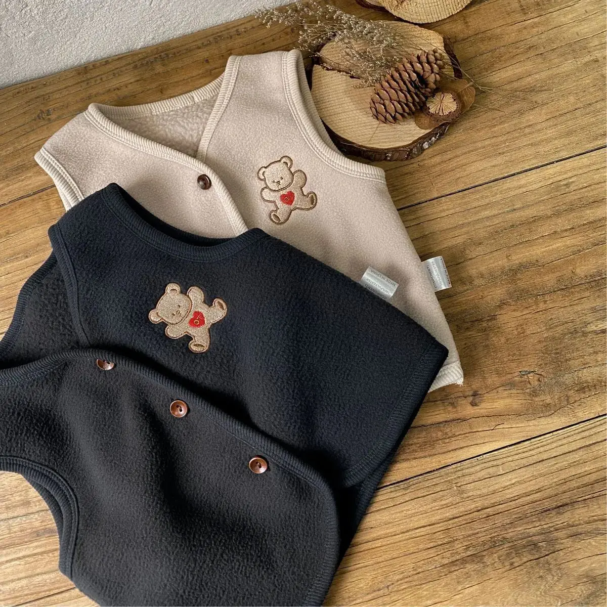 Autumn Baby Cartoon Bear Embroidered Double Side Velvet Vest + PP Pants Set for Boys and Girls Infant Tank Top Suit for Spring - Image 3