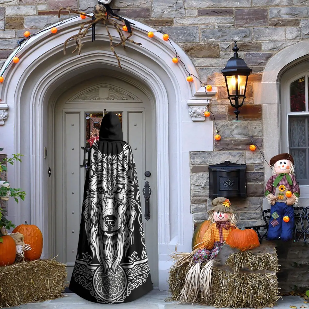 Norse Nordic Viking Celtic Long Hooded Cloak Witch Medieval Costume Cosplay Cape HalloweenParty Adult Unisex - Image 4