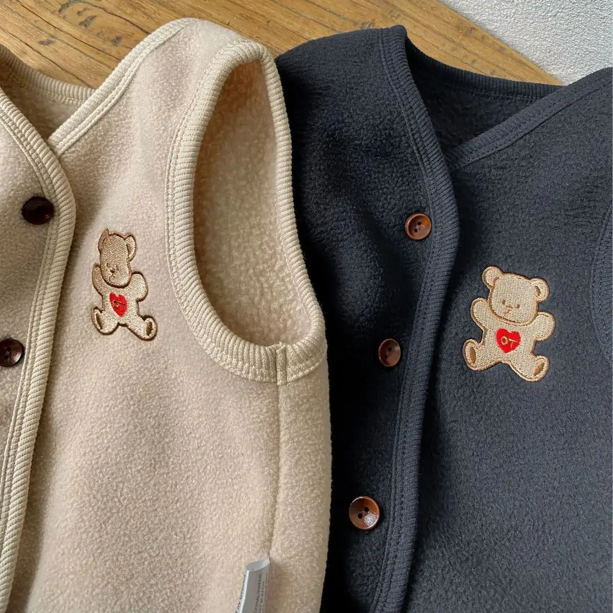 Autumn Baby Cartoon Bear Embroidered Double Side Velvet Vest + PP Pants Set for Boys and Girls Infant Tank Top Suit for Spring - Image 6