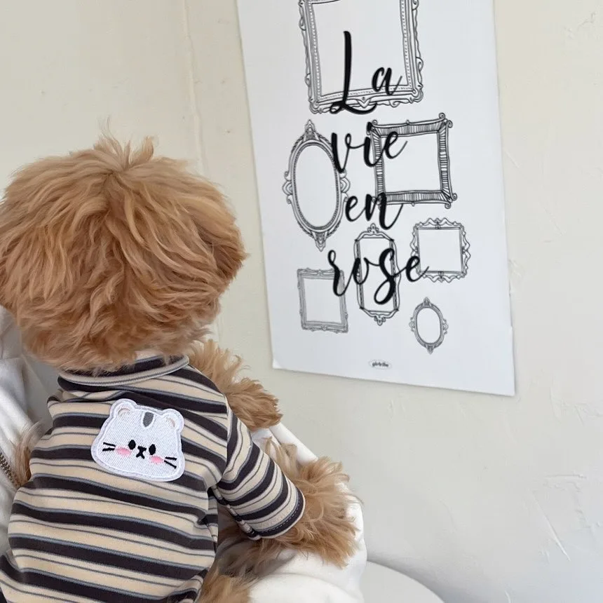 2025 Yellow Striped Dog Clothes New Puppy Bottom Shirt Teddy Summer Casual Vest Pet Pomeranian Home Clothing - Image 4