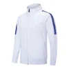 Men Traning Jacket Velvet Football Jogging Sports Running Stripe Thick Cardigan Gym Breathable Outdoor Climbing Cycling Coat - white, 2XL