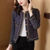 Women, Fashionable Long Sleeved Small Fragrant Style Jacket 2024 Autumn Winter Female New Niche Lace Top, Slimming Short Jacket