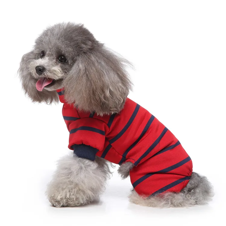 Dog Stripped Pajamas Suit Pet Clothes for Small Dogs Cat Pyjama Dog Puppy Jump Medium Dogs Sleepingwear Warm Clothing Coat - Image 2